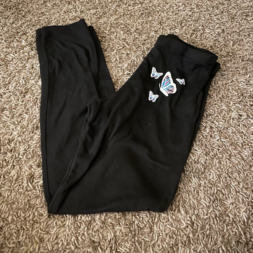 Black Kids Leggings with Butterfly Design